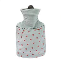 LLQ Hot Water Bottle with Cover, Winter Lovely Hand Warmer 1 Liter Hot Water Rubber Bag Reusable Portable Hot & Cold Therapies Pain Relief - Green