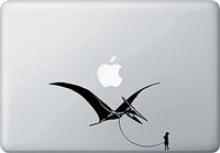 Yadda-Yadda Design Co. Pet Dinosaur - Pterodactyl w Boy - Vinyl Decal for Laptop | MacBook | Appliances YYDC (7.25" w x 4" h) (Boy - Face Right, Black)