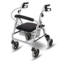 Seat & Roller Bar Covers Walker Patient Rehabilitation Cart Walker 4 Rounds of Elderly Grocery Shopping Cart Folding and Easy to Carry (Color : Silver, Size : 6759cm)