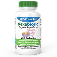 DrFormulas Nexabiotic Organic Prebiotics Fiber Supplement with Superfood Greens for Probiotic Growth and Digestive Health, Prebiotic for Women, Men, Kids, 60 Tablets, not Powder