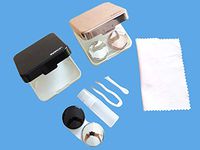 Contact Lens Case Kit with Mirror, Pack of 2 Compact Travel Contact Case for Daily and Outdoor Use (Black + Rose Gold)