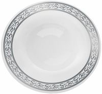 Decor Premium Heavy Weight Disposable Elegant Soup Bowls, Classic Collections Silver & White, 40 Count