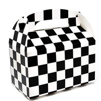 48 Checkered Racing Treat Boxes Race Car Theme Cardboard Box Black and White Flag Cars Sport Paper Gable Holder for Kid Boys Girls Birthday Party Favor Supplies Decor Candy Cookie Goodies Containers