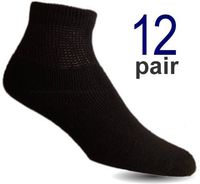 Gilbin Diabetic Socks, Ultra Light, 12pair, Ankle/Black Size 10-13