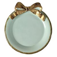 European style Round Dinner Plate Dishwasher Microwave Safe Bow tie Bowl Plate Dish (green)