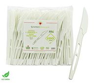 [100 COUNT] 6.5" Knife Disposable PLA Compostable Utensils for Soup Event Picnic Appetizer Party Tasting (6.5 inch Long, Sustainable Cutlery Made of Corn, Dye Free, Heat Resistant)