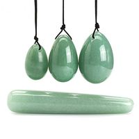 Yoni Eggs Massage Stones Stick,3pcs Natural Drilled Rose Crystal Quartz Jade Eggs and 1 pcs Massage Stick for Kegel Exercise Eggs Healing Stone to Train Pelvic Muscles