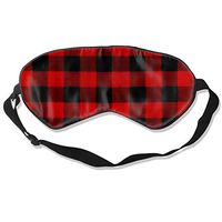 Comfort Soft Sleep Eye Mask Blindfold with Elastic Strap, Breathable 100% Blackout Eye Shade Cover for Night Sleeping, Travel, Nap, Yoga Meditation (Red Black Buffalo Check Plaid Pattern)