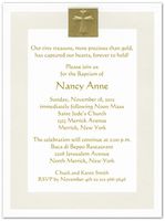 Gold Foil Cross and Pearl Border Baptism Christening Invitations - Set of 20