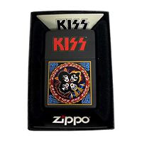 Zippo Custom Lighter - Matte Black KISS Rock and Roll Over Heavy Metal Band Music Starchild Demon Spaceman Catman