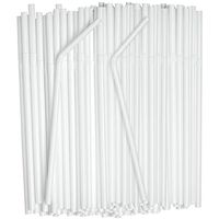 [380 Pack] Individually Wrapped White Plastic Flexible Drinking Straws
