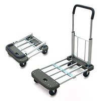 Rolling Walkers Platform Truck Household Trolley Folding Luggage cart Pull Truck Mobile Trolley Can Bear 150 kg (Color : Gray, Size : 407587cm)