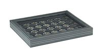 Lindner 2367-2530CE NERA M Plus Coin case with a Black Insert with 35 ound compartments. Suitable for Coins or Coin Capsules with Ø of 32 mm, e.g. for 2 Euro Coins in LINDNER Coin Capsules.