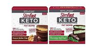 SlimFast Keto Fat Bomb Snacks, 17 Grams, 14 Pack Box - 2 Pack Bundle (Peanut Butter & Mint)