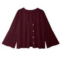 NUWFOR Women Casual Long Sleeve Open Front Solid Button Blazer Jacket Cardigan Coat?Wine,M
