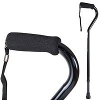 DMI Deluxe Lightweight Adjustable Walking Cane with Soft Foam Offset Hand Grip, For Men and Women, Black