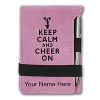 Mini Notepad, Keep Calm and Cheer On, Personalized Engraving Included (Pink)