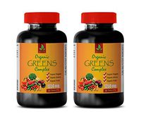 Greens Supplement Tablets - Greens Complex Organic 1350 MG - Strawberry Extract Natural - 2 Bottles 120 Tablets