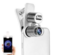 60X Magnification Mobile Phone Camera Lens with Universal Clip Portable Microscope with LED UV Lamp Suitable for iPhone,Samsung, Android and Other Phones