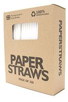 Paper Straws – Biodegradable Drinking Straws – 250-Pack White Party Straws – Eco-Friendly & Practical – Natural Recyclable Craft Paper – Perfect for Parties, Events, Home Use