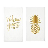 Everyday Bathroom Guest Towels, Disposable Paper Buffet Napkins, Set of 2 Packages of 16 (Welcome Guests)