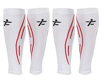 TOFLY Calf Compression Sleeves, (2 Pairs) for Men & Women, Premium Quality Footless Compression Socks Support for Sports, Running, Cycling, Travel, Calf Pain Relief, Swelling, Shin Splint, White M