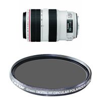Canon EF 70-300mm f/4-5.6L IS USM UD Telephoto Zoom Lens for Canon EOS SLR Cameras w/ Tiffen Polarizer Filter