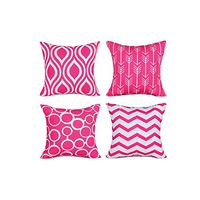 Geometric Printed Decorative Pillow Case - Sofa Car Seat Decor Waist Throw Cushion Cover 4PCS 18" x 18", Hide Zip Closure