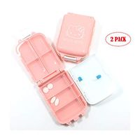 Cute Pill box Cartoon Hello Kitty Cat Pocket Pill Organizer Pink Daily Pill Box, 8 Compartments Travel Pill Organizer For Women Kids Pill Box Cartoon Hello Kitty Weekly Pill Box 7 day Small Pill Box