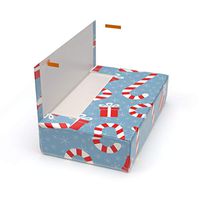 Cloaked Box - Easy Gift Wrapping Kit Includes Peel & Stick Wrapping Paper, Box, Tissues, Ribbon, and Card - Candy Cane Lane, Large (17.5 x 12 x 4 inches)