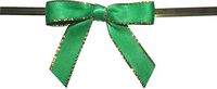 Small Emerald Twist Tie Bows with Gold Edges- 250pc