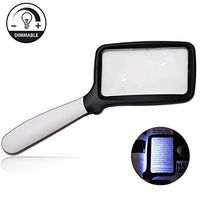 BreaDeep Magnifying Glass with Light, 2X Handheld Magnifier with 5 LED Lights for Reading, Rectangle Lens with Folding Handle, Includes Wipe Cloth & Store Bag