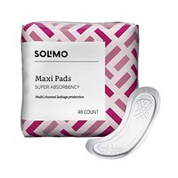 Amazon Brand - Solimo Thick Maxi Pads for Periods, Super Absorbency, Unscented, 48 Count