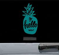 Hello pineapple Vinyl Decal Sticker fruit (TEAL)