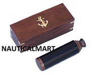 Deluxe Class Captain's Antique Copper - Leather Spyglass Telescope 15" with Rosewood Box