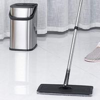 SHPING Mops 360 degree rotating mop, wet and dry cleaning tool, flat extrusion bucket without hands, floor microfiber magic mop, suitable for kitchen floor cleaning (Color : Stainless steel color)
