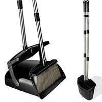 Broom and Dustpan Set with Lid, Stainless Steel Long Handle and Light Weight Lobby Broom Combo, Upright Dust Pan Ideal for Home, Kitchen, Room, Office Use by QJQBMAI