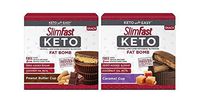 SlimFast Keto Fat Bomb Snacks, 17 Grams, 14 Pack Box - 2 Pack Bundle (Peanut Butter & Caramel)