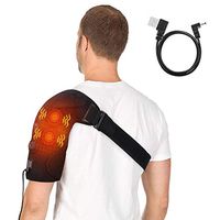 Shoulder Massage Heating Brace, Adjustable Shoulder Heating Wrap Support with 2 Vibration Motors Shoulder Heat Therapy for Arthritis, Frozen Shoulder, Rotator Cuff Bursitis Pain Relief