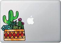 Potted Cactus Succulent Plants - D3 - Stained Glass Style - Vinyl Macbook Laptop Trackpad Tablet Decal - Copyright 2016 Yadda-Yadda Design Co. (SIZE CHOICES) (MED 5"w x 6.5"h) (Cactus D3)