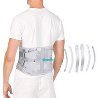 Lumbar Waist Support, Adjustable Lower Back Brace Belt with Curved Aluminum Strips, Breathable Mesh Panels Dual Compression Straps for Herniated Disc, Sciatica, Scoliosis Pain Relief (M Waist 31"~39")