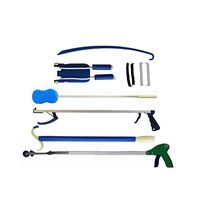 Daffo Green DH-003 Hip Knee Care Kit for Post Surgery Hip Knee Replacement - 8 pcs/Set Folding Pick Up, Reacher, Shoehorn, Bath Sponge, Sock Aid, Dressing Stick.Elastic Shoelace