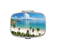 Rectangle Pill Case - Beach Coconut Trees Custom Fashion Style Pill Box - 2 Compartments Pill Box/Pill case