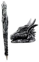 Ebros Ink of Fire Spirit Dragon Pen with Dragon Head Base Holder Figurine 6.5"H Office Desktop Accessory Stationery