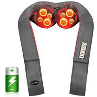 Cordless Back Neck Shoulder Massager with Heat and Vibration, ELLESYE Rechargable Shiatsu Massager for Relief Muscles Pain, Kneading Massager for Relax in Car Office and Home