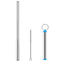 Portable Reusable Stainless Steel Telescopic Drinking Straw, Travel Straws with Brush and Carry Case