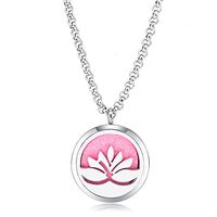 MESINYA 30mm Essential Oil Diffuser Necklace Aroma Hypo-Allergenic Magnetic Locket Pendant With 24'' Chain&Pads (Yoga Lotus)