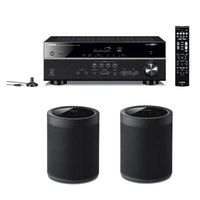 Yamaha RX-V485 5.1-Channel Network AV Receiver with MusicCast, Wi-Fi and Bluetooth - with 2 Pack WX-021 MusicCast 20 Wireless Speaker, Black