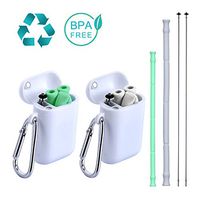Reusable, Durable and Foldable Sipping Straws - 2 Pack 2 Color Drinking Pipe with Magnetic Portable Storage Box and Cleaning Brush, FDA Certification Guarantee, BPA Free, Food Security