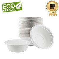 OURhome Compostable 8 Oz Disposable Paper Bowls [100-Pack] Natural Disposable Bagasse, Eco-Friendly Biodegradable, Microwavable and Leakproof Tableware for Hot and Cold Foods
